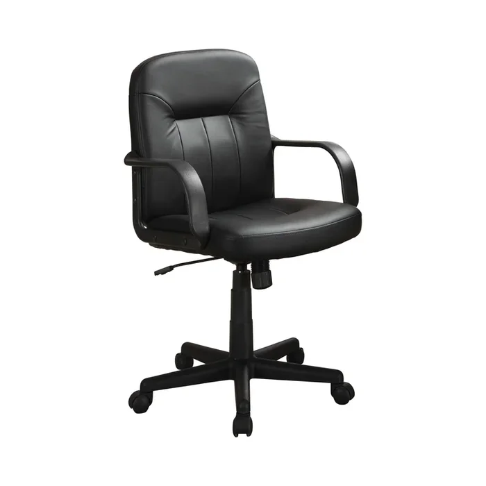 Medium Back Office Leather Chair, Black Black Polyurethane