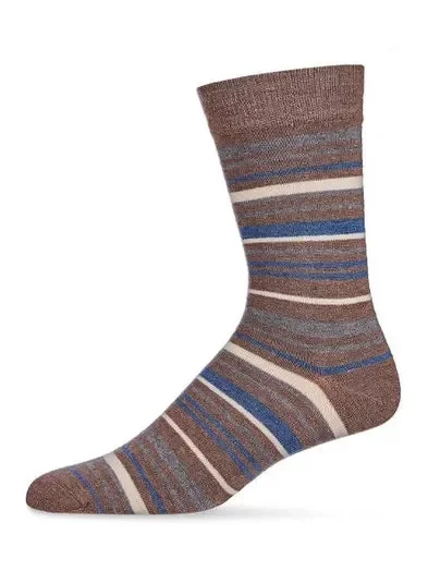 Men’s Sock Hemp Heather Striped Cashmere Crew 10-13 Aclo6446