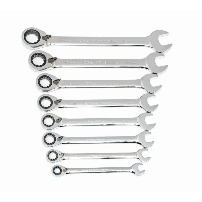 Metric Reversible Combination Ratcheting Wrench Set (8-Piece)