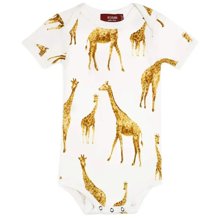 Milkbarn – Short Sleeve One Piece – Orange Giraffe