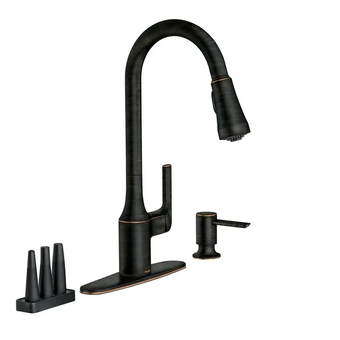 Milton Single-Handle Pull-Down Sprayer Kitchen Faucet with Reflex and Power Clean Attachments in Mediterranean Bronze