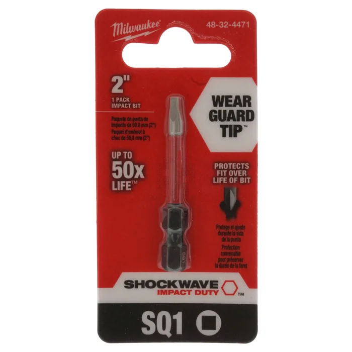 Milwaukee 48-32-4471 SHOCKWAVE™ Impact SQ1 / #1 Square Recess Power Bit, 2″ Length