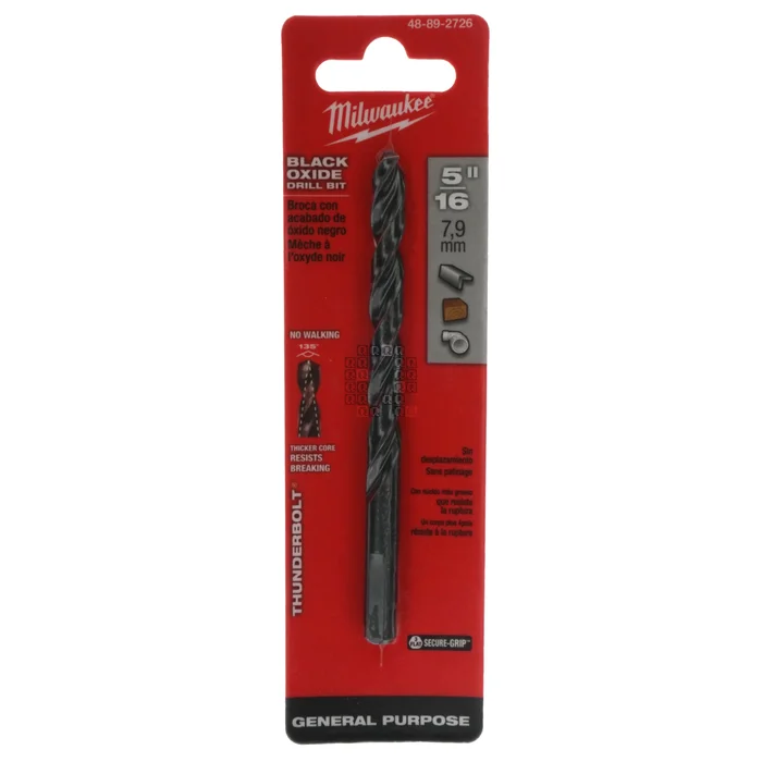 Milwaukee 48-89-2726 THUNDERBOLT Black Oxide Drill Bit, 5/16″ 135° Split Point