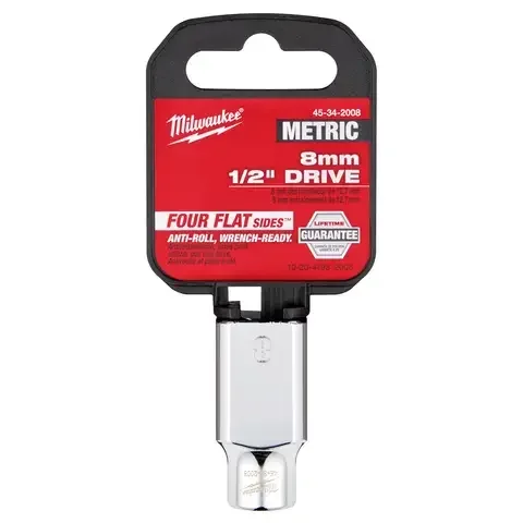 Milwaukee 8 mm X 1/2 in. drive Metric 6 Point Standard Socket 1 pc