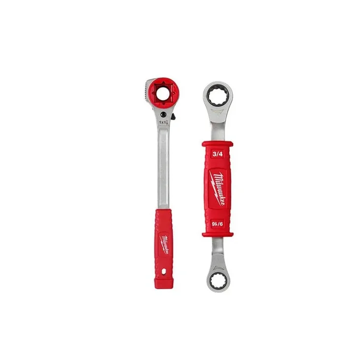 Milwaukee Lineman’s High Leverage 3/4 in. Ratcheting Wrench with Milled Face & Lineman’s 2-in-1 Insulated Ratcheting Box Wrench