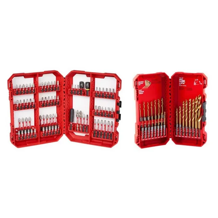Milwaukee Shockwave Impact Duty Alloy Steel Screw Driver Bit Set with Titanium Drill Bit Set with Packout Case (97-Piece)