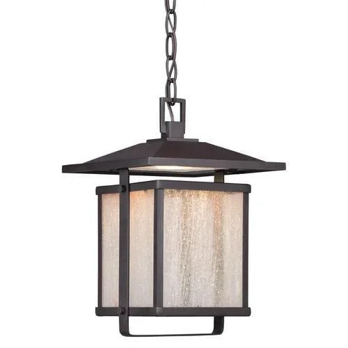 Minka Lavery Hillsdale Dorian Bronze Transitional Seeded Glass Square LED Pendant Light
