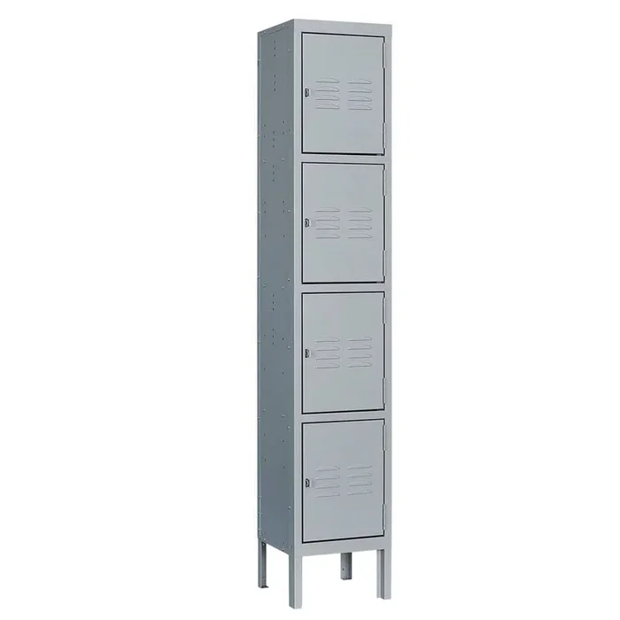 Mlezan 4-Tier Metal Locker 4 Doors Storage Shelves Locker 12 in. D x 12 in. W x 66 in. H in Gray for Employees Workers Students