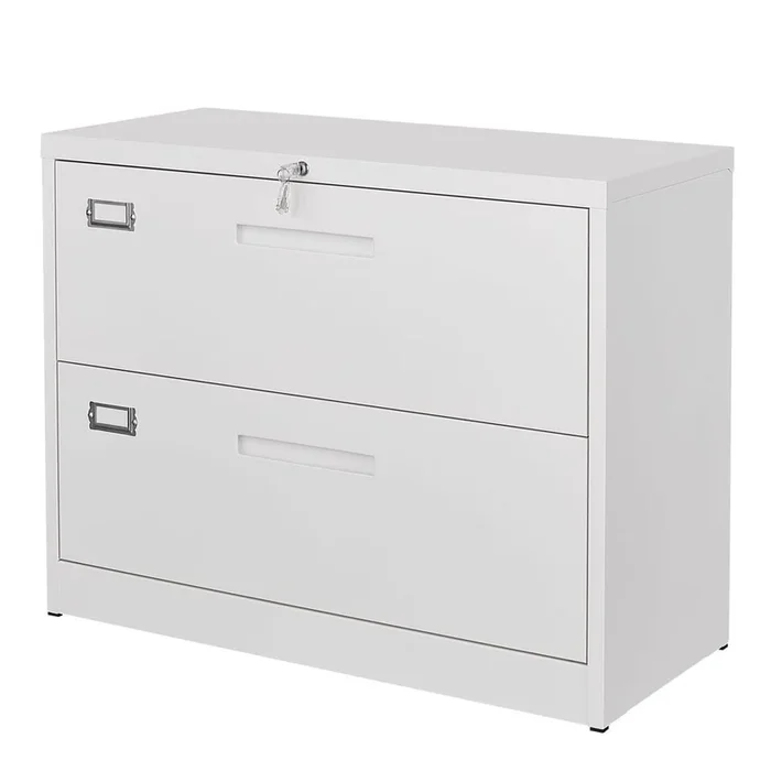 Mlezan White Lateral Cabinet with 2 Drawers 35.43″W x 15.7″D x 28.74″H for File Storage