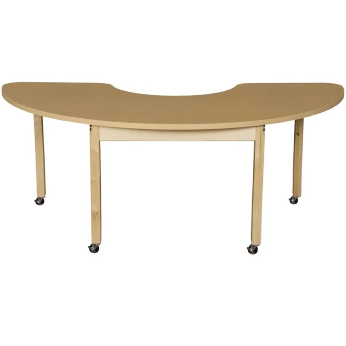 Mobile Half Circle High Pressure Laminate Table With Hardwood Legs 26″