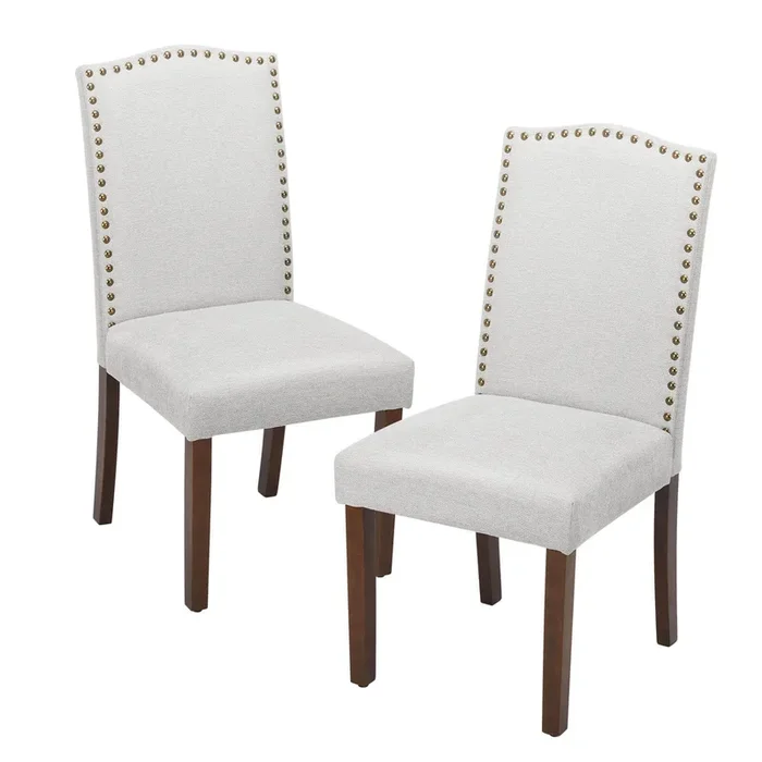 Modern Armless Dining Chairs With Upholstered Fabric,Gray,2P Gray Wood