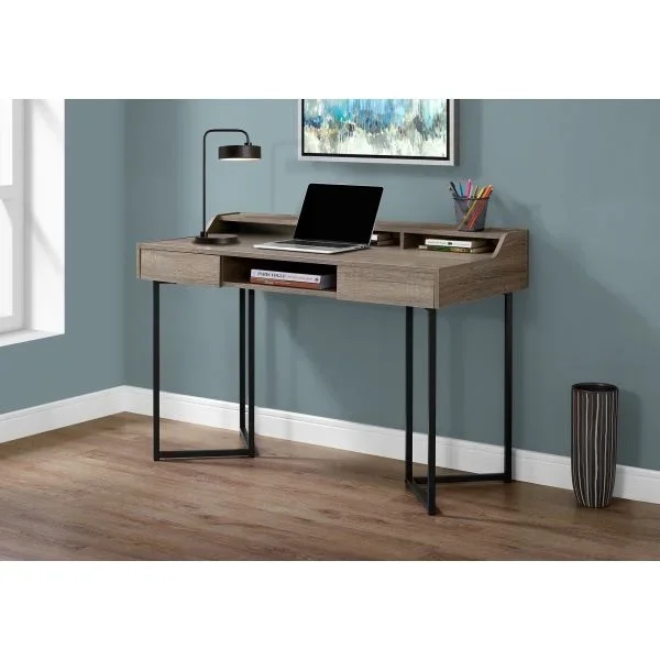 Modern Computer Desk for Home Office with 2 Storage Drawers, 48″L Brown Laminate