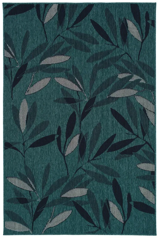 Modern,Textured Cut Pile 5’3″ X 7’6″ Rectangle Area Rug Teal Polypropylene
