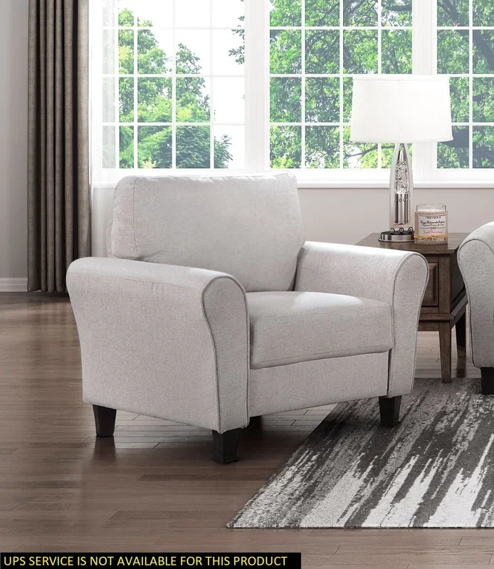 Modern Transitional Sand Hued Textured Fabric Upholstered 1Pc Chair Attached Cushion Living Room Furniture Desert Sand Primary Living Space Farmhouse,Modern,Traditional,Transitional Fabric
