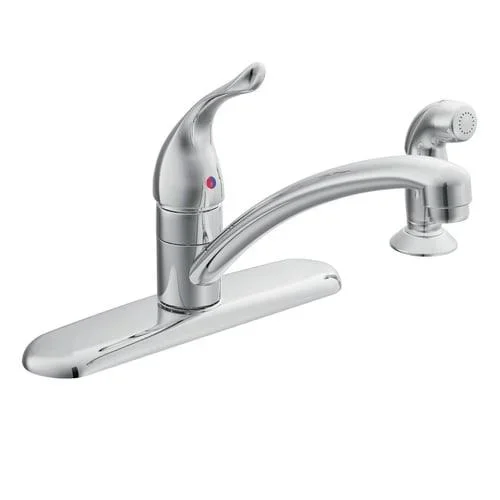 Moen Chateau Chrome 1-Handle Deck-Mount Low-Arc Handle Kitchen Faucet (Deck Plate Included)