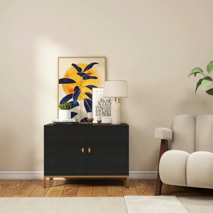 Mondawe 40 in. 2-Door Accent Cabinet Chests, Black