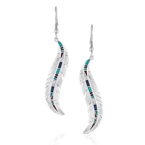 Montana Silversmiths Women’s Breaking Trail Feather Multicolored Earrings Brass Water Resistant