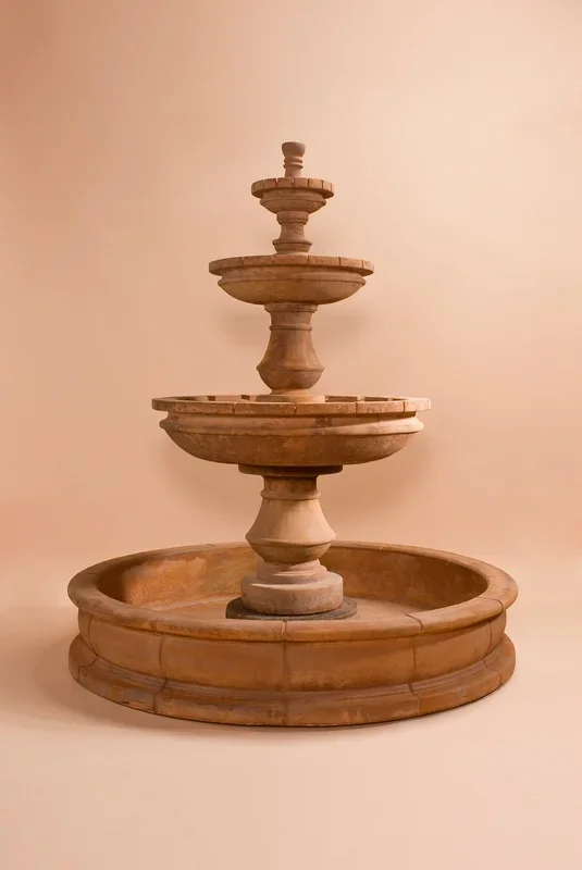 Montefalco Three Tier Pond Outdoor Cast Stone Garden Fountain