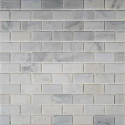 MSI Greecian White Beveled 12 in. x 12 in. x 10 mm Polished Marble Mesh-Mounted Mosaic Tile (1 sq. ft.)
