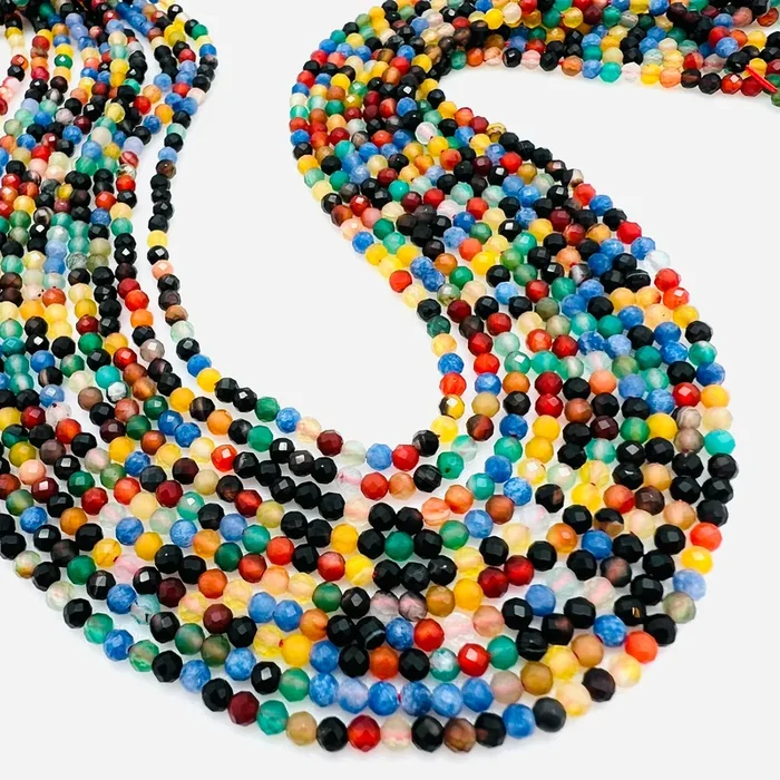 Multi-Color Agate Faceted Rounds – 3mm