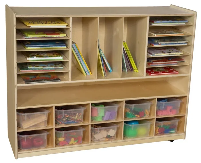 Multi-Storage Unit with 10 Translucent Trays by Wood Designs