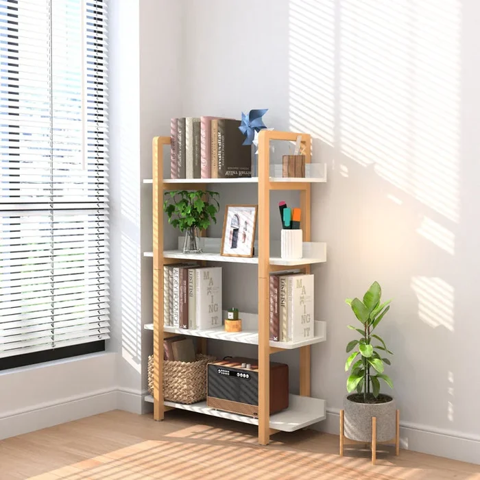 Multifuction Bookcase with Solid Wood Frame, Mix Color Plant Standing for Home Decro