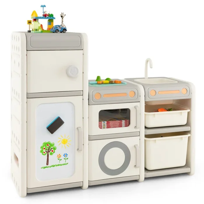 Multipurpose Toy Chest and Bookshelf with Magnetic Whiteboard