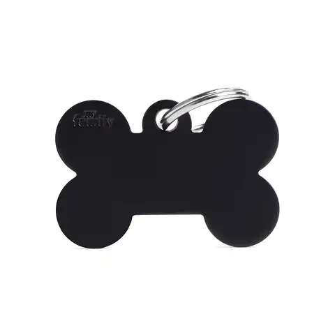 MyFamily Basic Black Bone Aluminum Dog Pet Tags Large