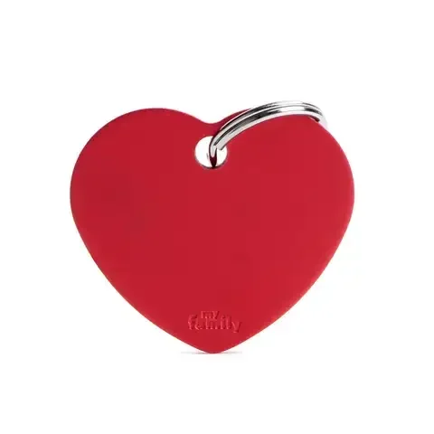 MyFamily Basic Red Heart Aluminum Dog Pet Tags Large