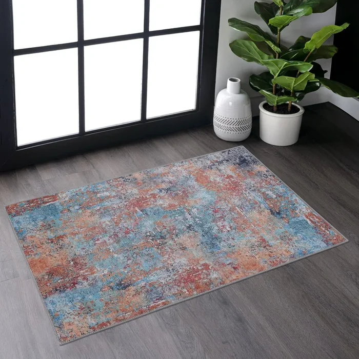 Naar 2X3, Machine Washable Area Rugs, Low Pile, Non Slip, Non Shedding, Foldable, Kid & Pet Friendly Area Rugs For Living Room, Bedroom, Kitchen, Dining Room Rug Perfect Gifts, Multi, 2′ X 3′ Multi Chenille Polyester