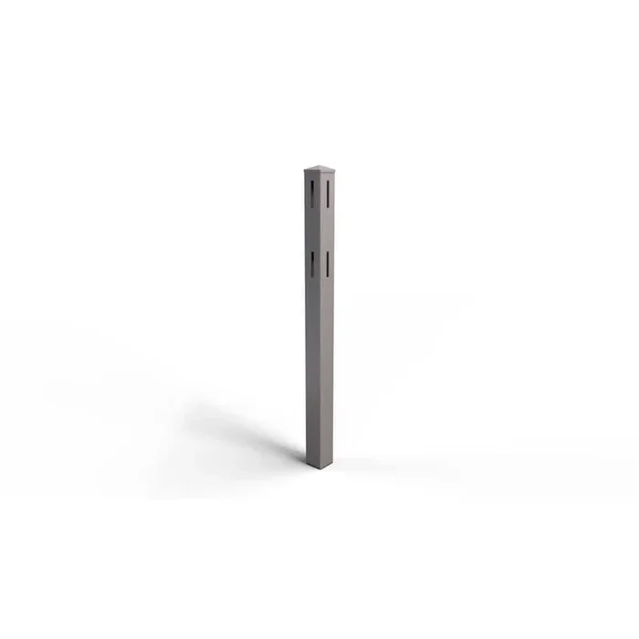 Natures Composites Composite 2-Rail Corner Post with Post Cap for Traditional Ranch Rail System (5 in. x 5 in. x 50 in. L) Slate Grey
