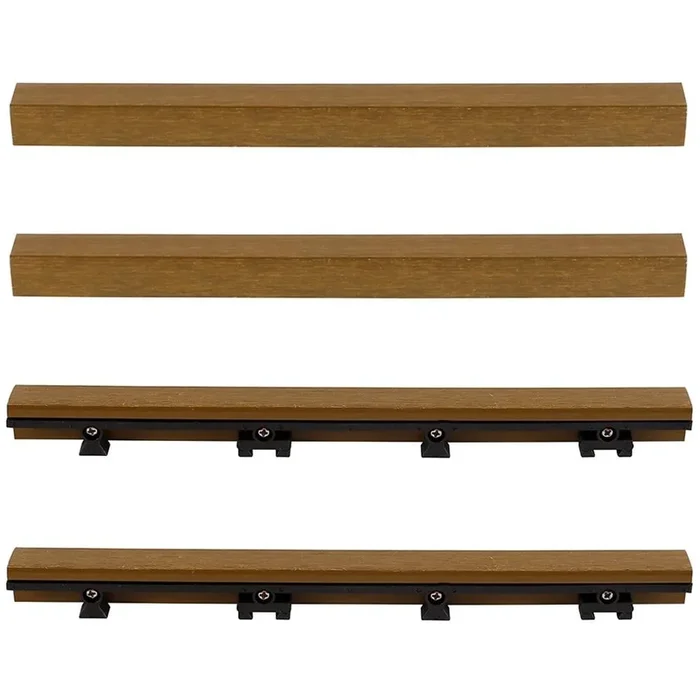 NewTechWood 1-in x 12-in 4-Pack Peruvian Teak Prefinished Composite Deck Tile (1-sq ft)