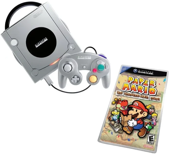 Nintendo Gamecube System Console Bundle with Paper Mario: The Thousand-Year Door Game – Platinum
