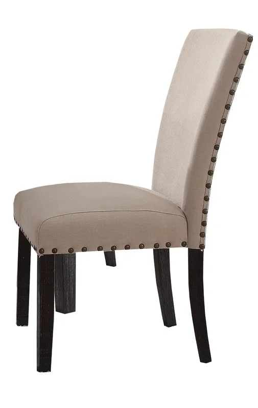 Nolan Linen & Salvage Dark Oak Finish Side Chair Set Of 2 Dark Oak Linen,Synthetic Wood