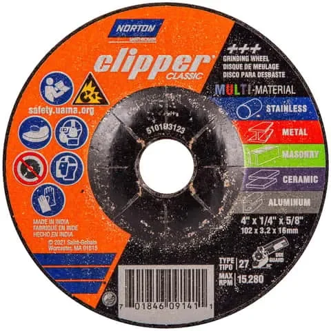 Norton Clipper 4 in. D X 5/8 in. Classic Grinding Wheel