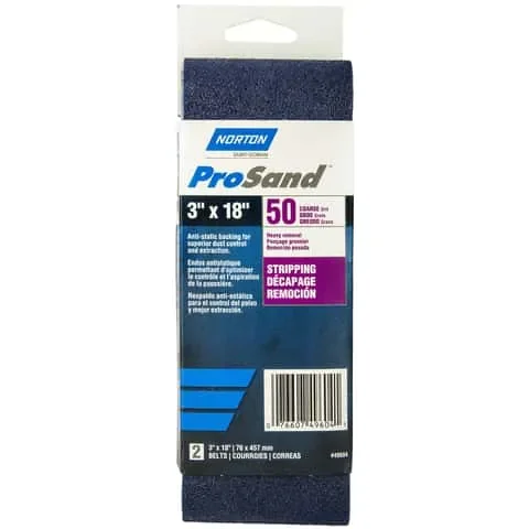Norton ProSand 18 in. L X 3 in. W Zirconia Alumina Cloth Portable Sanding Belt 50 Grit Coarse 2 pk