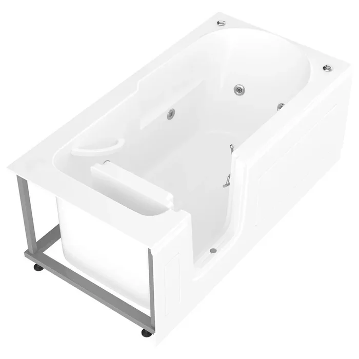 Nova Heated Step-In 5 ft. Walk-In Whirlpool Bathtub in White with Chrome Trim