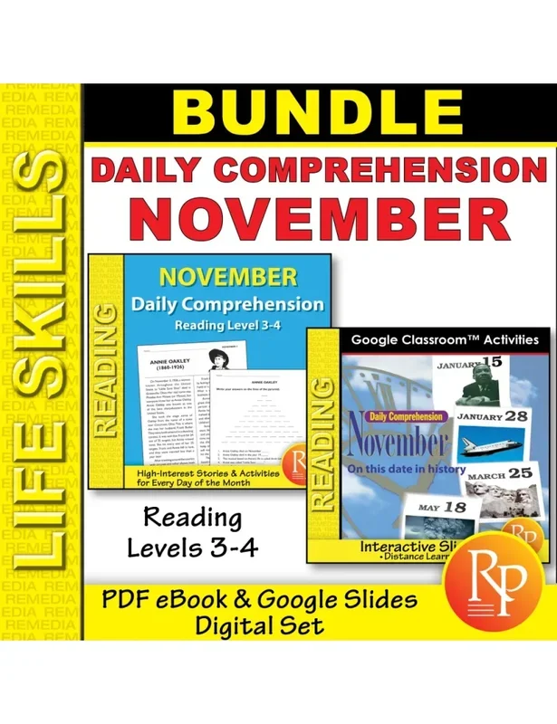 November- Daily Reading Comprehension – Google & Print Pdf Set