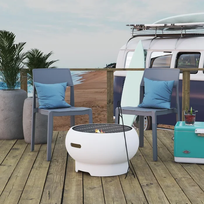 Novogratz Poolside Collection, Asher 22″ Wood Burning Fire Pit with Grilling Surface, Multiple Colors Available