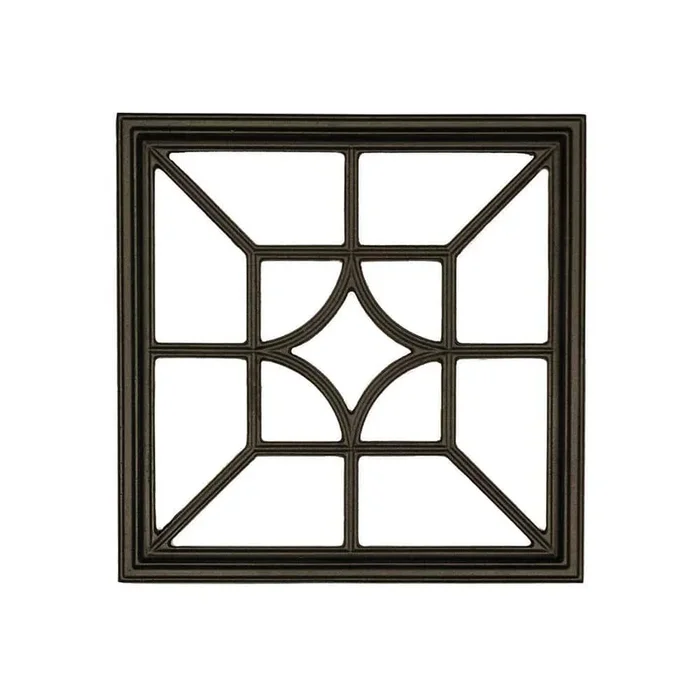 NUVO IRON 15 in. x 15 in. Black Cast Aluminum Square/Diamond Insert for Wooden Gate or Fence