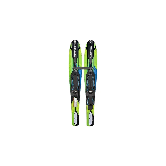 O’Brien 54 In Jr. Vortex Combo Water Skis for Shoe Size Kids 2 to Mens 7, Green