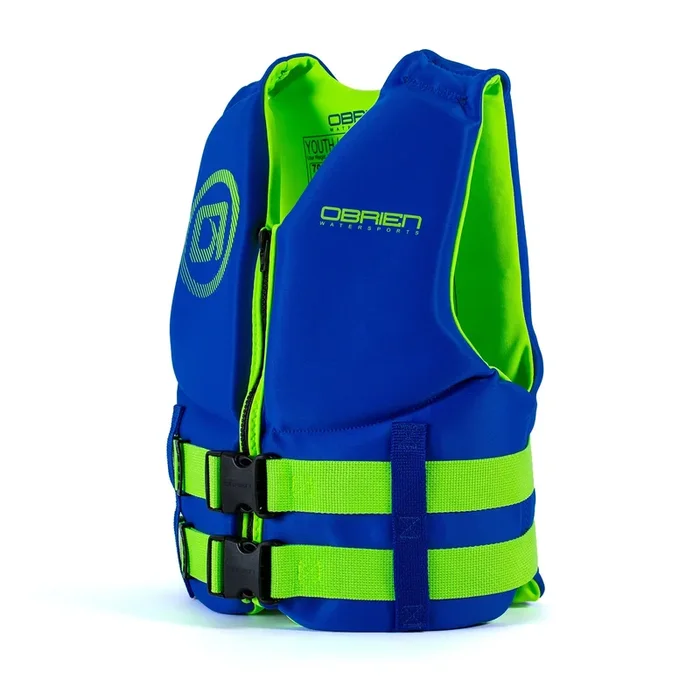 O’Brien BioLite Traditional Youth USCG Safety Vest Life Jacket, Blue/Lime Green