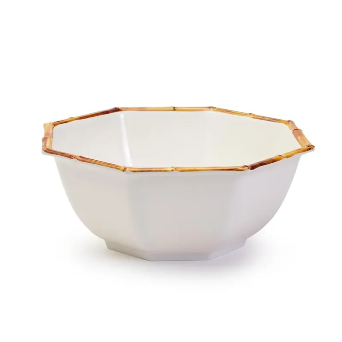Octagonal Bamboo Melamine Serving Bowl