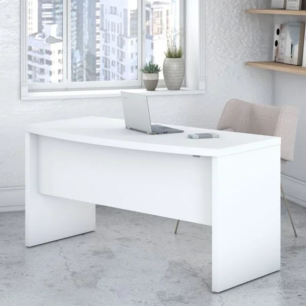 Office By Kathy Ireland Echo 60W Bow Front Desk In Pure White