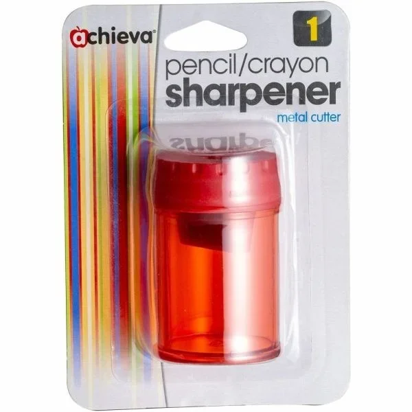 Officemate Double Barrel Pencil/Crayon Sharpener – 2 Hole(S) – Translucent Red