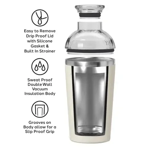 OGGI 16 oz Gray Acrylic/Stainless Steel Cocktail Shaker