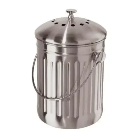 OGGI Silver Stainless Steel Compost Pail 3.8 L