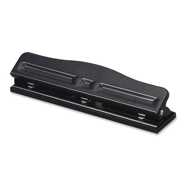 Oic Adjustable 3-Hole Punch, Black