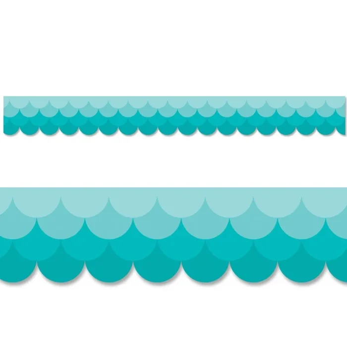 Ombre Turquoise Scallops Ez Border
