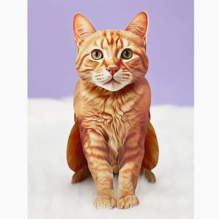 Orange Tabby Pop Up Greeting Card with Accessories